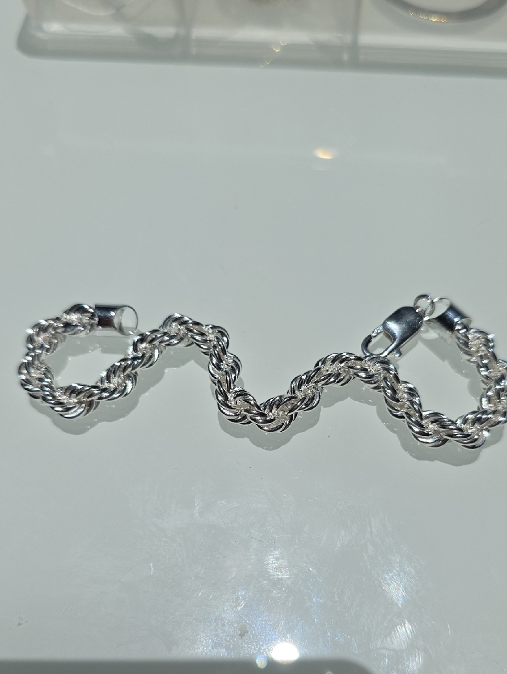 Sterling Silver Rope Chain Bracelet - Silver